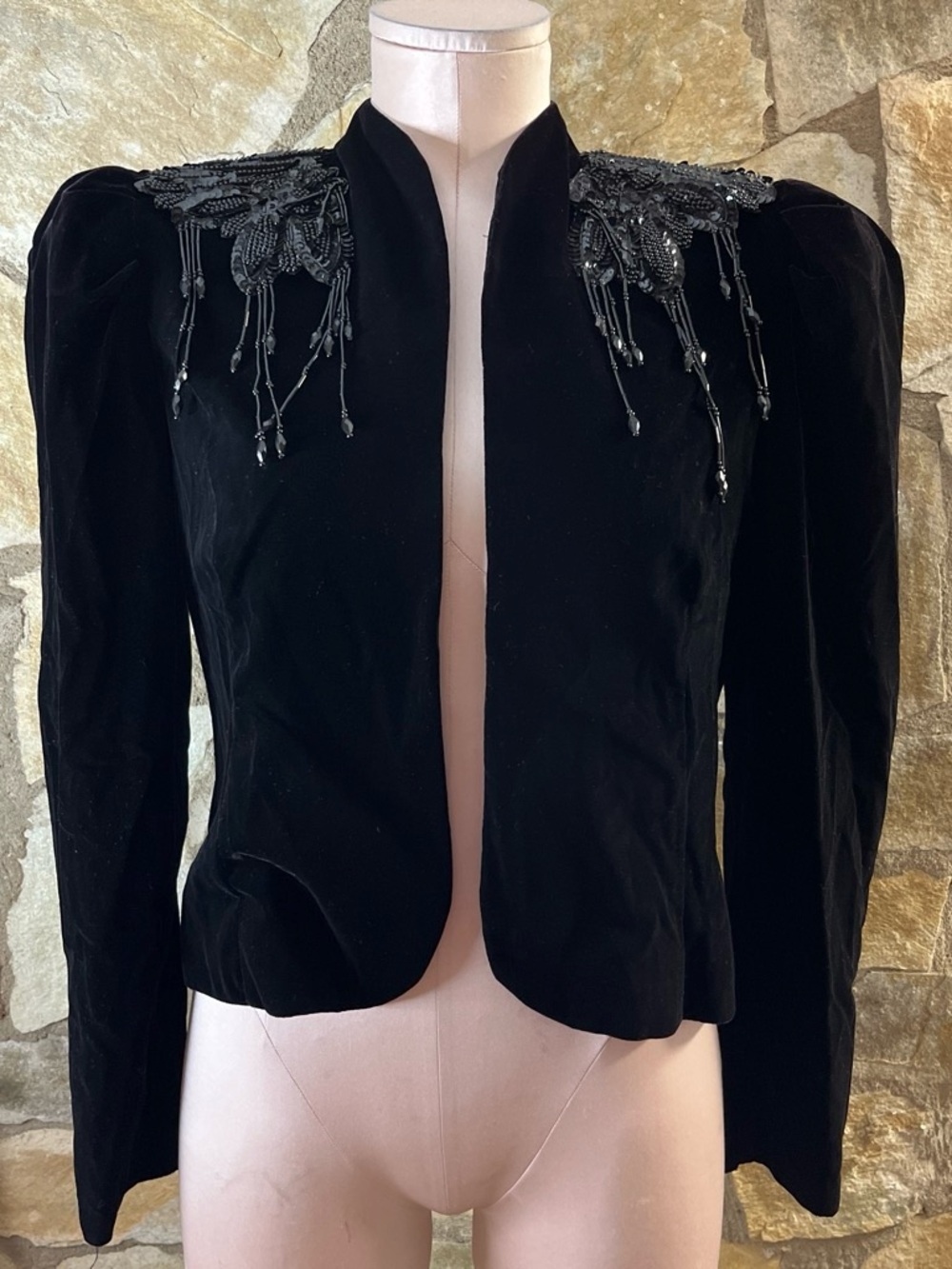 Cachet by Bari Protas Black Velvet Beaded Jacket